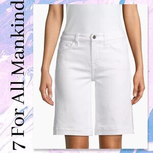 NWT JEN7 by 7 For All Mankind High Waist Denim Bermuda Shorts in White